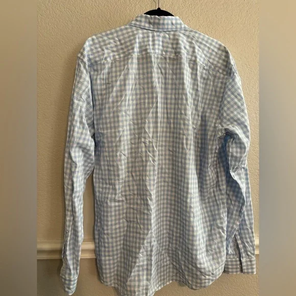 LACOSTE Men’s Classic Fit Long Sleeve Light Blue Gingham shirt size 42 - Picture 3 of 7